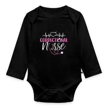 Appréciation de l’infirmière correctionnelle Infirmière de prison - Body Bébé bio manches longues - noir - Devant