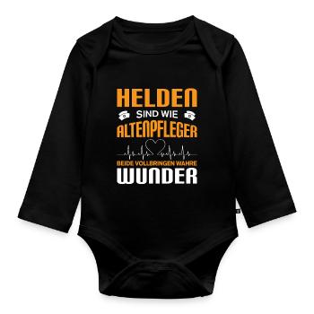 Altenpflege Pfleger Pflegepersonal Pflegekraft - Baby Bio-Langarm-Body - Schwarz - Vorne