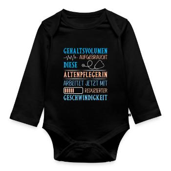 Altenpflege Pfleger Pflegepersonal Pflegekraft - Baby Bio-Langarm-Body - Schwarz - Vorne
