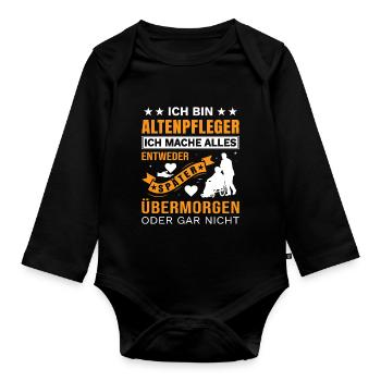 Altenpfleger Geschenk Altenpflege Pflegefachkraft - Baby Bio-Langarm-Body - Schwarz - Vorne
