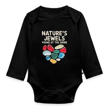 Sea Glass Hunters Collect Marine Treasures - Organic Longsleeve Baby Bodysuit - black - Front