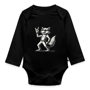 Rock Musik Fuchs Konzert Festival Design - Baby Bio-Langarm-Body - Schwarz - Vorne