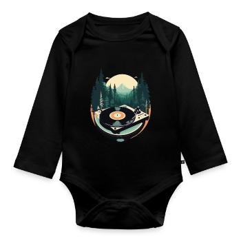 Musique Streetwear Tenue Platine Forêt - Body Bébé bio manches longues - noir - Devant