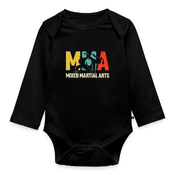 Rétro MMA Combattant Grappling Sport de combat Mixte - Body Bébé bio manches longues - noir - Devant