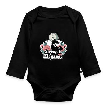 STRENGTH IN ELEGANCE - Organic Longsleeve Baby Bodysuit - black - Front