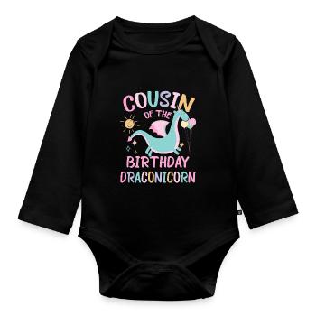 cousin de la fille d’anniversaire Dracon Family Party - Body Bébé bio manches longues - noir - Devant
