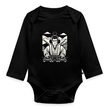 Music Retro DJ Samurai Streetwear Inspiration - Organic Longsleeve Baby Bodysuit - black - Front