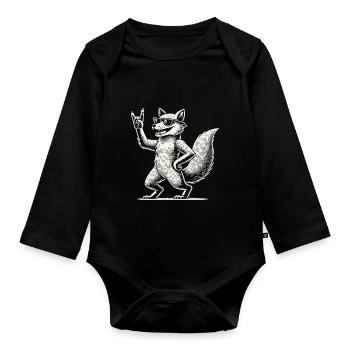 Rock Musik Heavy Metal Festival Fuchs - Baby Bio-Langarm-Body - Schwarz - Vorne