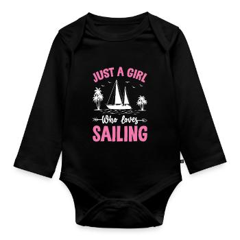 Juste une fille qui aime marin capitaine de mer drôle - Body Bébé bio manches longues - noir - Devant