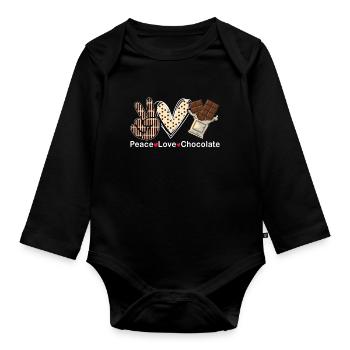 Peace Love Chocolate Choco Candy Confectionery - Organic Longsleeve Baby Bodysuit - black - Front
