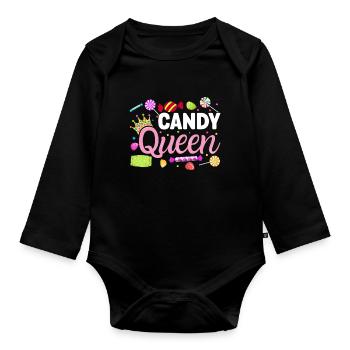 Candy Queen Confectionery Funny Sweet Tooth Candy - Organic Longsleeve Baby Bodysuit - black - Front
