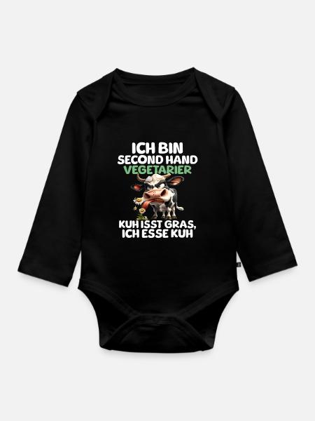 Second Hand Vegetarian - Organic Longsleeve Baby Bodysuit - black