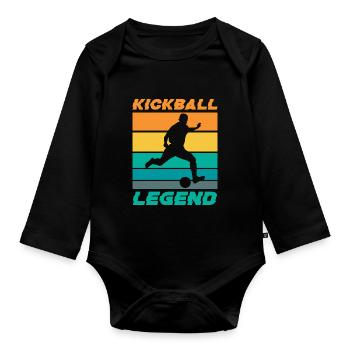 Kickball Legend Kick Ball Player Playground Sports - Baby Bio-Langarm-Body - Schwarz - Vorne