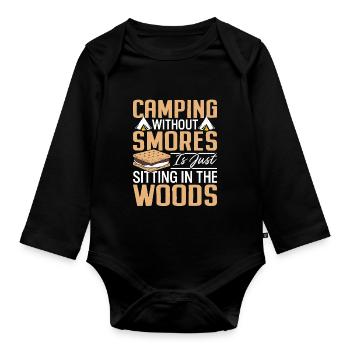 Lustige Camping Smores Graham Cracker Marshmallow - Baby Bio-Langarm-Body - Schwarz - Vorne