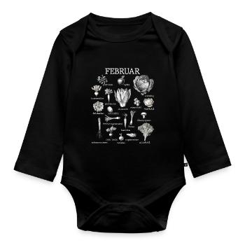 February Seasonal Vegetables and Fruits Collage - Organic Longsleeve Baby Bodysuit - black - Front