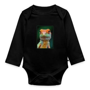 Lizards Lizard - Organic Longsleeve Baby Bodysuit - black - Front