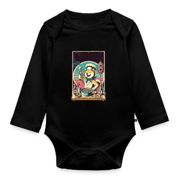 Shiba Dog Ramen Chef Funny Dogs Japon - Body Bébé bio manches longues - noir - Devant