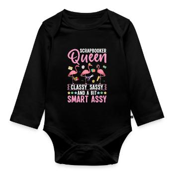 Scrapbooker Queen Funny Crafting Hobbyist - Organic Longsleeve Baby Bodysuit - black - Front
