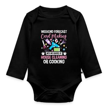 Wochenendvorhersagekarte Lustiges Scrapbooking machen - Baby Bio-Langarm-Body - Schwarz - Vorne