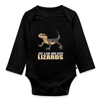 Eidechsen Eidechse - Baby Bio-Langarm-Body - Schwarz - Vorne