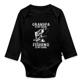 Fishing Is My Game - Organic Longsleeve Baby Bodysuit - black - Front