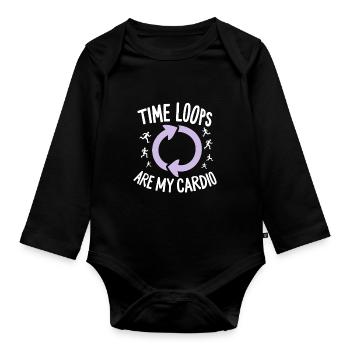 Time travel enthusiast who is interested in - Organic Longsleeve Baby Bodysuit - black - Front