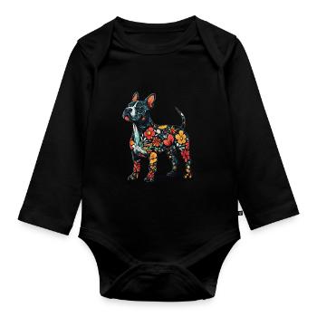 Bullterrier - Baby Bio-Langarm-Body - Schwarz - Vorne