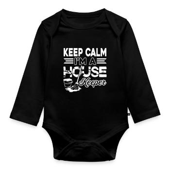 Housekeeper Keep Calm I am A Housekeeper - Organic Longsleeve Baby Bodysuit - black - Front