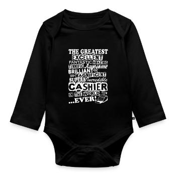 Cashier Greatest Cashier Ever - Organic Longsleeve Baby Bodysuit - black - Front