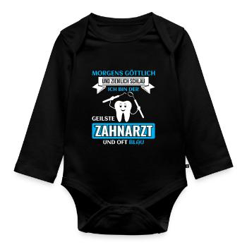 Zahnarzt Zahnhygieniker Zahnarztpraxis stomatologe - Baby Bio-Langarm-Body - Schwarz - Vorne