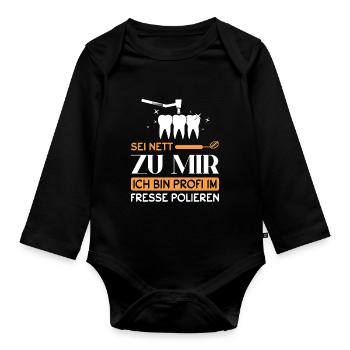 Zahnarzt Zahnhygieniker Zahnarztpraxis stomatologe - Baby Bio-Langarm-Body - Schwarz - Vorne