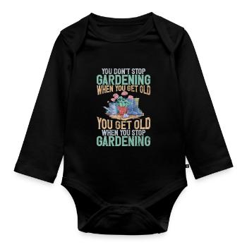 Garden Plants Gardener Garden Lover Planting - Organic Longsleeve Baby Bodysuit - black - Front