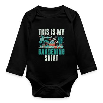 Garden Plants Gardener Garden Lover Planting - Organic Longsleeve Baby Bodysuit - black - Front