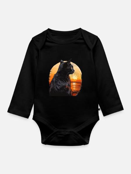 KATZE SONNENUNTERGANG - Baby Bio-Langarm-Body - Schwarz