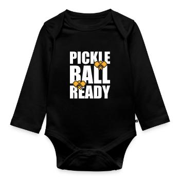 Pickleball Ready Paddleball Player Gift - Body Bébé bio manches longues - noir - Devant