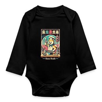 Shiba Dog Ramen Chef Funny Dogs Japon - Body Bébé bio manches longues - noir - Devant