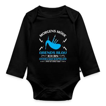 Dudelsackspieler Dudelsack Männer Geschenk - Baby Bio-Langarm-Body - Schwarz - Vorne