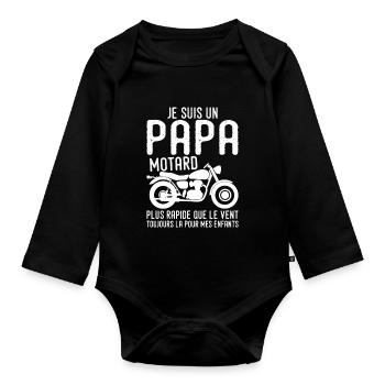 Biker Dad,Motorcycle,Father's Day Gift - Organic Longsleeve Baby Bodysuit - black - Front