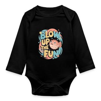 Poisson-globe passionné de la vie marine Quirky - Body Bébé bio manches longues - noir - Devant