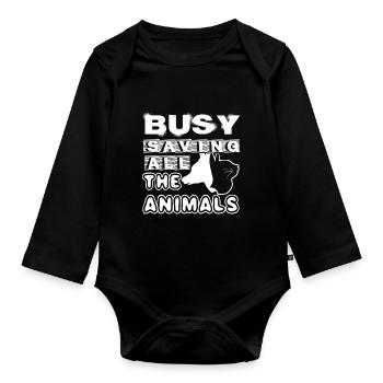 Veterinarian Veterinarians Save Animals - Organic Longsleeve Baby Bodysuit - black - Front