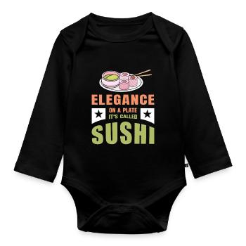 Sushi Japan Essen Sushi-Mahlzeit - Baby Bio-Langarm-Body - Schwarz - Vorne