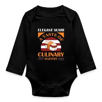 Sushi Japan Essen Sushi-Mahlzeit - Baby Bio-Langarm-Body - Schwarz - Vorne