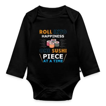 Sushi Japan Essen Sushi-Mahlzeit - Baby Bio-Langarm-Body - Schwarz - Vorne