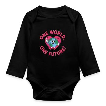 Un monde, un avenir - Body Bébé bio manches longues - noir - Devant