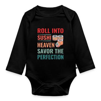 Sushi Japan Essen Sushi-Mahlzeit - Baby Bio-Langarm-Body - Schwarz - Vorne