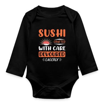 Sushi Japan Essen Sushi-Mahlzeit - Baby Bio-Langarm-Body - Schwarz - Vorne