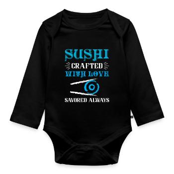 Sushi Japan Essen Sushi-Mahlzeit - Baby Bio-Langarm-Body - Schwarz - Vorne