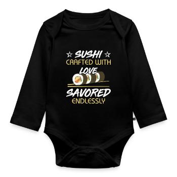 Sushi Japan Essen Sushi-Mahlzeit - Baby Bio-Langarm-Body - Schwarz - Vorne