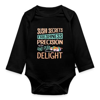 Sushi Japan Essen Sushi-Mahlzeit - Baby Bio-Langarm-Body - Schwarz - Vorne