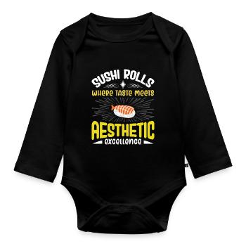 Sushi Japan Essen Sushi-Mahlzeit - Baby Bio-Langarm-Body - Schwarz - Vorne